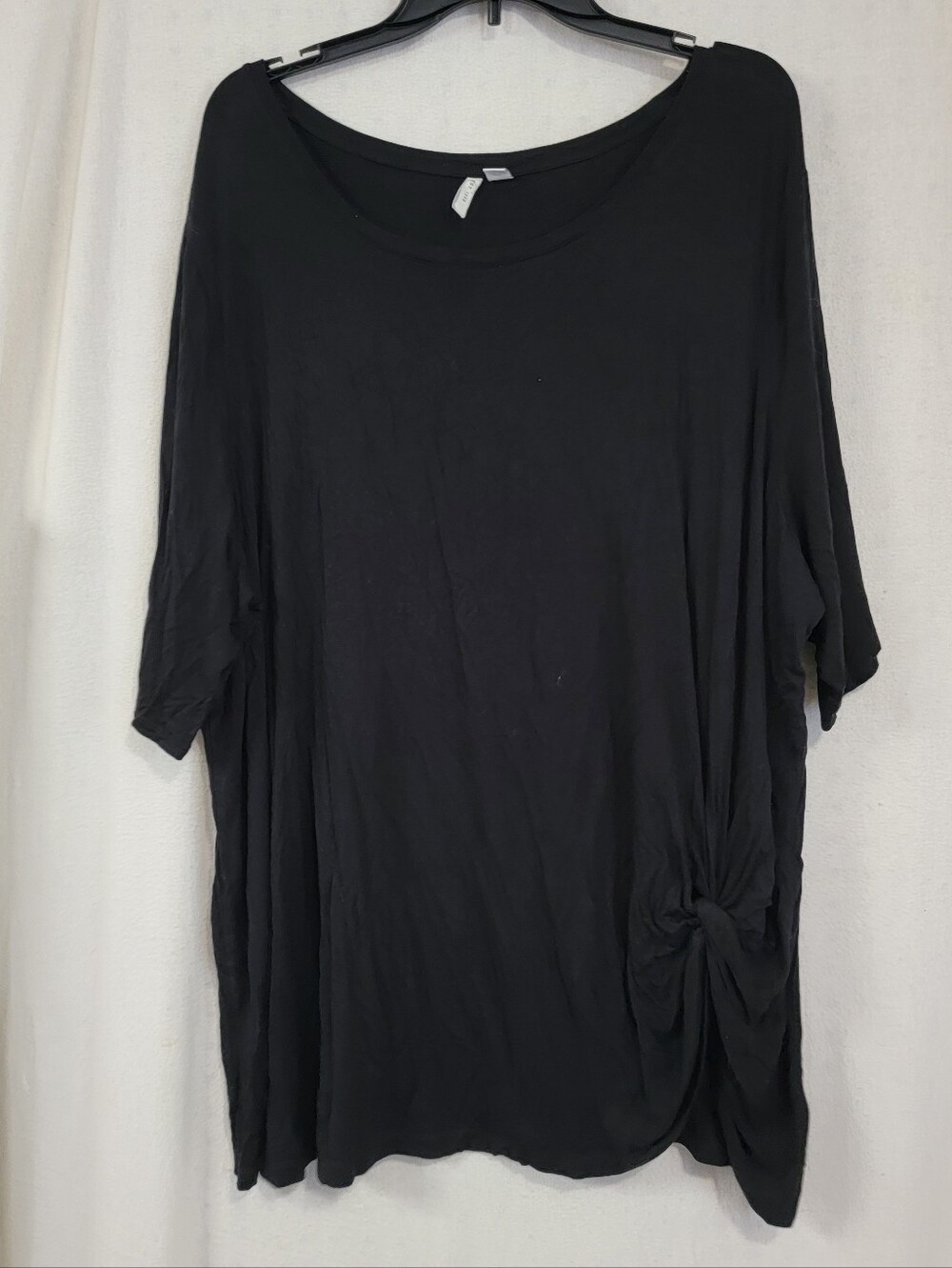 Women's Black Knot-Detail Short Sleeve Top 26/28W Plus Size